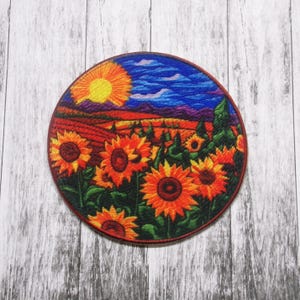 Sunflower Patch Aufnäher zum Aufbügeln / Aufnähen für Weste Jacke Tasche Kleidung Rucksack, Blumenblüte, Gartenarbeit, dekorativ, Natur, Abenteuer suchen