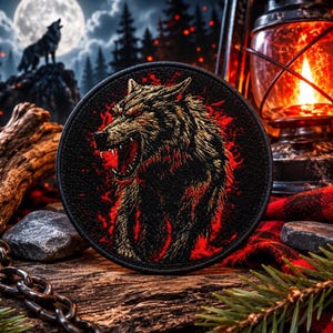 Aplique termocolante de lobisomem/Aplique para passar a ferro/Decoração para fantasia de Halloween/Apliques de terror/Monstros e criaturas/Aplique para costurar em roupas, coletes, chapéus e mochilas
