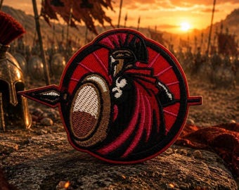 Spartan Warrior Patch/Iron-On Patch/Leonidas 300 Movie/Greek Hoplite/Embroidered Sew-on Applique for Clothing Vest/Jacket Hats Backpack Gear
