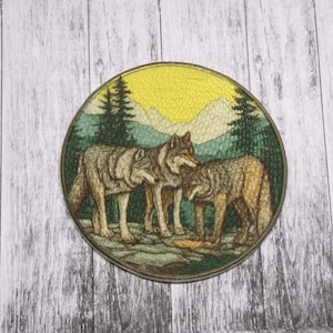 Wolf Pack Patch Iron-on Applique for Jacket, Clothing, Backpack, Tote Bag, Vest, wild kin badge, forest animal, camping patch, wolf lover