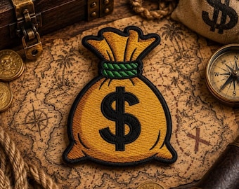 Écusson pour sac d'argent/Écusson thermocollant/à coudre pour vestes/vêtements/sacs à dos/sacs fourre-tout/Gilet/écusson signe dollar/écusson sac de trésorerie/écusson Hustle