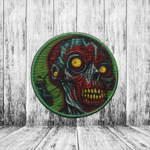 Infected Zombie Patch Iron-on Applique for Jacket, Clothing, Backpack, Tote Bag, Vest, scary undead face, horror fan patch, zombie costume