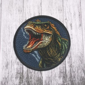 T-Rex Dinosaur Patch Iron-On Applique for Jacket, Backpack, Clothing, Tote Bag, Vest, Prehistoric Creature, Fossil Dig, Extinct Animal