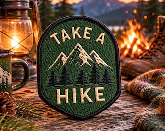 Iron-On Take a Hike Patch/Sew-On Applique for Backpack/Clothes/Nature Badge/Travel Souvenir/Hiking/Nature Lover/Wildlife Patch/Camping Patch