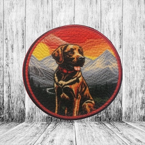 Chocolate Lab Patch Iron-on Applique for Jacket, Clothing, Backpack, Pet Badge, mountain patch, outdoor explorer, nature gear, dog lover