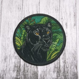 Black Panther Patch Iron-On Applique for Jacket, Clothing, Backpack, Jungle Badge, wild cat patch, predator patch, rainforest animal patch