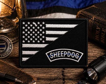 Patch da bandeira dos EUA com inscrição "Sheepdog", aplique bordado termocolante/costurável para colete, jaqueta, bolsa, mochila, uniforme militar.