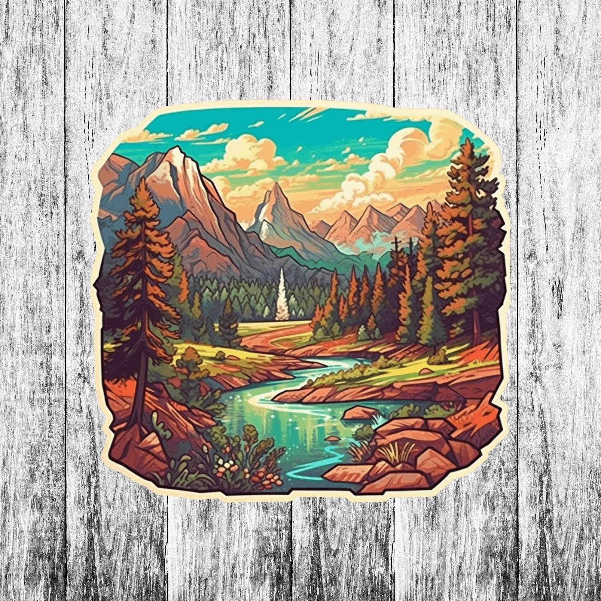 Nature Scene Decal, Forest Lake Sticker, Vinyl Stickers Decals ...