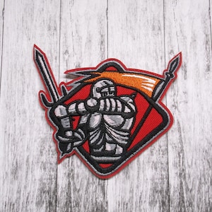 Medieval Knight Patch Embroidered Iron-on Applique for Jacket, Clothing, Tactical Gear, Backpacks, King Arthur Patch, Military Patch, War