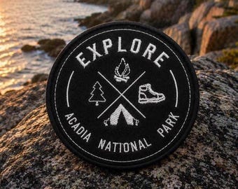 Acadia Park Patch/3.5" Iron-On Embroidered Applique for Backpack & Clothing/Nature Badge/Travel Souvenir/Hiking/Nature Lover/Wildlife Patch