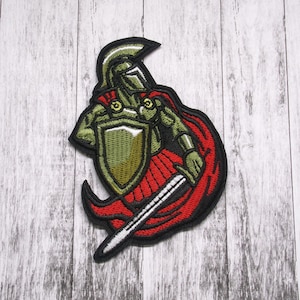 Spartan Warrior Patch Embroidered Iron-on Applique for Jacket, Clothes, Tactical Gear, Leonidas 300 Movie, Greek Hoplite Patch, Military War