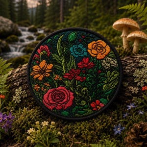 Tulip Patch/Iron-on Patch/Flower Bloom/Gardening Gift/ Decorative Nature Wildflower Bouquet/Sew-on Applique for Clothes Vest/Jacket Backpack