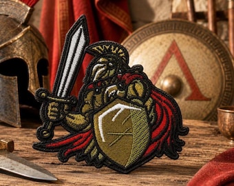 Spartan Warrior Patch/Iron-On Patch/Leonidas 300 Movie/Greek Hoplite/Military War/Embroidered Sew-on Applique for Clothing Vest/Jacket Gear