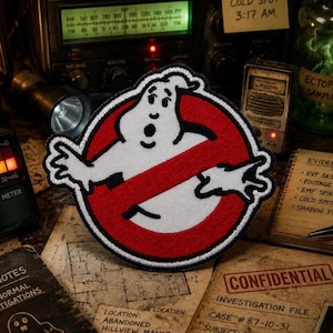 Ghostbusters No Ghost Logo Patch/Iron-On Patch/Paranormal Patch/Embroidered Sew-On Applique for Halloween Costume, Uniform, Jacket, Clothing
