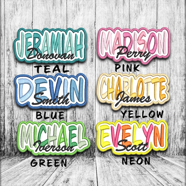 Parche bordado personalizado con nombre: parches de texto personalizados, parches de equipo termoadhesivos, cosibles y con velcro, para chaquetas, gorras, uniformes y bolsos.