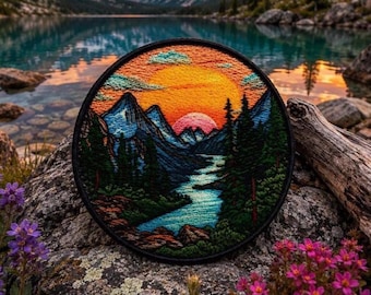 Mountain Patch/Iron-on Patch/Rivers Lakes/Nature Badge/Camping & Hiking Souvenir/Sew-on Applique for Clothing Vest/Jacket Hats Backpack