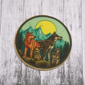 Wolf Pack Patch Iron-on Applique for Jacket, Clothing, Backpack, Tote Bag, Vest, wild kin badge, forest animal, camping patch, wolf lover