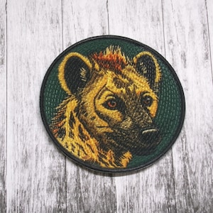 Spotted Hyena Patch Iron-on Applique for Jacket, Clothing, Backpack, Tote Bag, Vest, savanna predator, wild nature badge, African wildlife