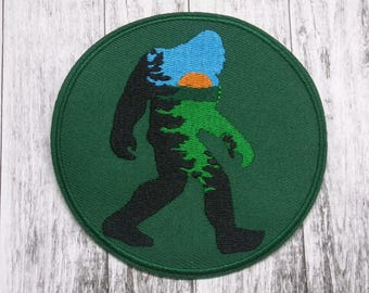 Bigfoot in the Forest Patch/Paranormal Patch/Iron-on Applique for Jacket & Backpacks/Clothing/Cryptid Badge/Sasquatch Patch/Myths Legends