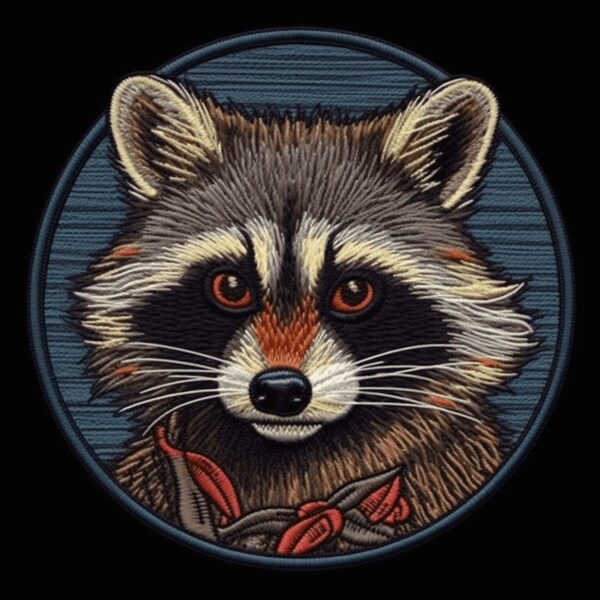 Raccoon Patch Iron-on/Sew-on Applique for Vest Jacket Clothing Backpack, Wild Animals Badge, Nature, Decorative, Wildlife, Zoo, Night