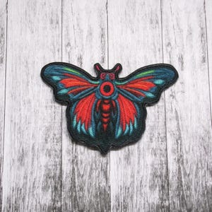Moth Patch Iron-on Applique for Jacket, Clothing, Backpack, Tote Bag, Vest, lunar insect, forest explorer, boho bug, magical nature gift