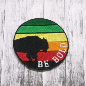 Be Bold Buffalo Patch Iron-On Applique for Jacket, Backpack, Clothing, Tote Bag, Vest, western wildlife, national park, outdoor adventure