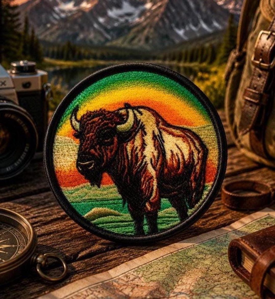 American Bison Patch/iron-on Patch/buffalo/wild Animal Badge/nature ...