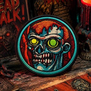Parche de zombi/Parche termoadhesivo/Cara de muerto viviente/Parches de terror/Decoración para disfraz de Halloween/Infectado/Aplicación para coser en chaleco/chaqueta, sombrero o mochila