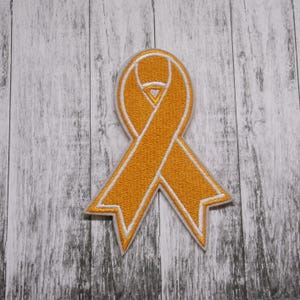 Iron-On Orange Ribbon Patch/Awareness Support Ribbon Patch/Kidney Cancer/Motorcycle Safety/Embroidered Applique for Vest/Fundraiser Gift