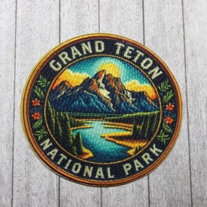 Iron-On Grand Teton Patch/Sew-On Applique for Backpack & Clothing/Hat/Nature Badge/Travel Souvenir/Hiking/Nature Lover/Wildlife Patch