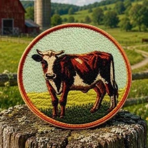 Kuh Aufnäher/Patch Aufnäher vom Bauernhof/Bauernhoftier, Aufnäher/Aufnäher auf Kleidung Weste/Jacke Hut Rucksack