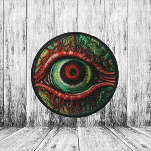 Applique thermocollante avec patch globe oculaire pour veste, vêtement, sac à dos, sac fourre-tout, gilet, zombie infecté, regard injecté de sang, insigne d&#39;horreur des morts-vivants