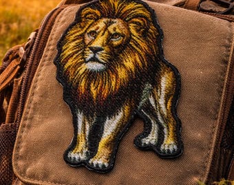 Lion Patch/Iron-on Patch/Safari in Africa/Wild Animal/Wildlife Gift/African Big Cats/Nature Badge/Sew-On Applique for Clothing Hats Backpack