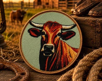 Applique thermocollante avec écusson vache pour veste, vêtement, sac à dos, sac fourre-tout, gilet, animal de la ferme, insigne de basse-cour, charme champêtre, ferme, éleveur