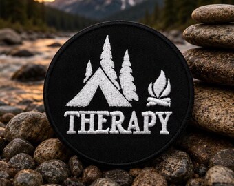 Camping Therapy Patch/Iron-On Patch/Nature Hiking/National Parks/Embroidered Sew-on Applique for Clothing, Vest/Jacket Hats Backpack Gear