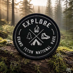 Grand Teton National Park Patch/Iron-On Patch/Nature Badge/Hiking & Camping/Sew-On Applique for Clothing Vest/Jacket Hats Backpack Gear