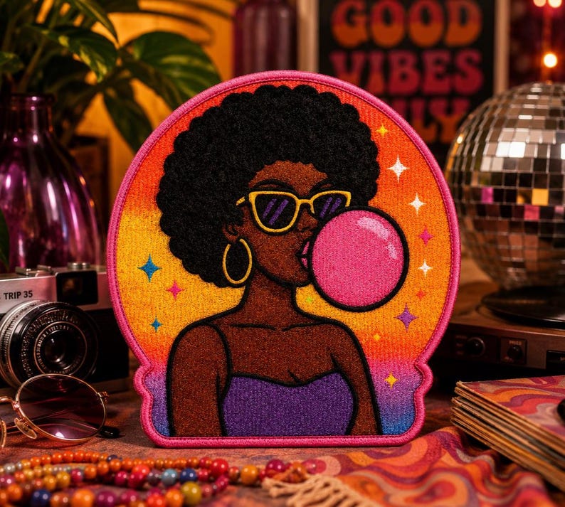 Aplique termocolante/costurável "Black Girl Magic" para jaquetas, roupas, mochilas, bolsas, coletes, patch "Bubble Poppin' Queen" e patch "Afro Pride". imagem 1