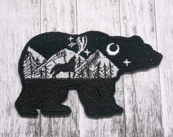 Bling beer patch/strijkbare patch/badge wilde dieren/wandelen en kamperen/natuurliefhebber cadeau/naaiwerk appliqué voor kleding vest/jas hoeden rugzak