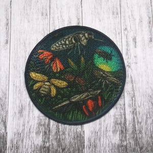 Garden Insect Patch Iron-on Applique for Jacket, Clothing, Backpack, Tote Bag, Vest, pollinator patch, bug lover, wildflower, plant life