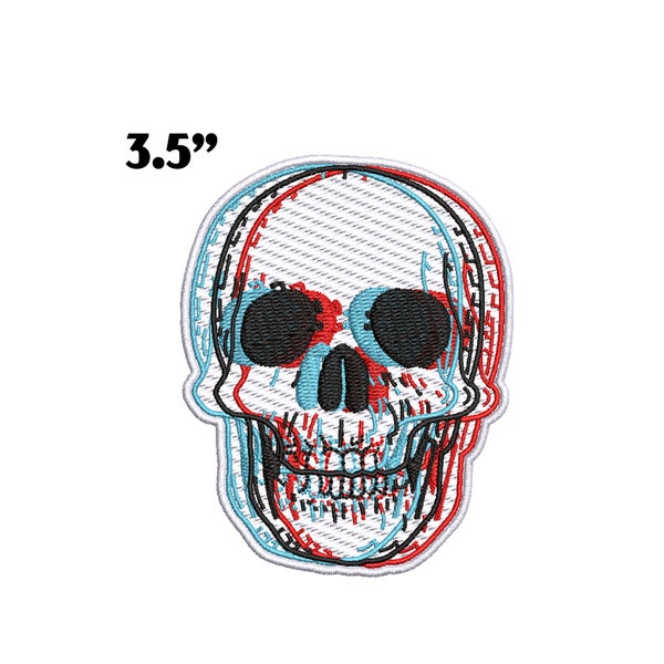 3 Dimensional Skeleton Skull Head Patch Embroidered Iron-on/Sew-on Applique Vest Jacket Bag Clothing Backpack Biker MC Motorcycle Halloween
