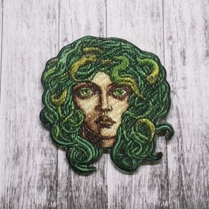 Iron-On Medusa Patch w/Snakes in Hair/Snake Patch/Applique for Clothing/Backpack/Argonaut/Greek Patch/Myth of Olympus/Horror Gift/Legends