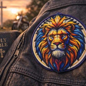 Lion Of Judah Patch/Iron-On Patch/Religious Faith/Christian Bikers/Bible Patches/Lamb/Jesus/Israel/Sew-on Applique for Clothing Backpack
