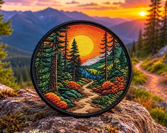 Mountain & Lake Patch/Iron-on Patch/Nature Badge/Hiking Camping Fishing/Sew-On Applique for Clothing Vest/Jacket Hats Backpack Gear