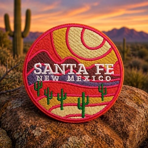 Santa Fe New Mexico Patch/Iron-On Patch/Vacation Souvenir/Travel & Places/Embroidered Sew-on Applique for Clothing Vest/Jacket Hats Backpack