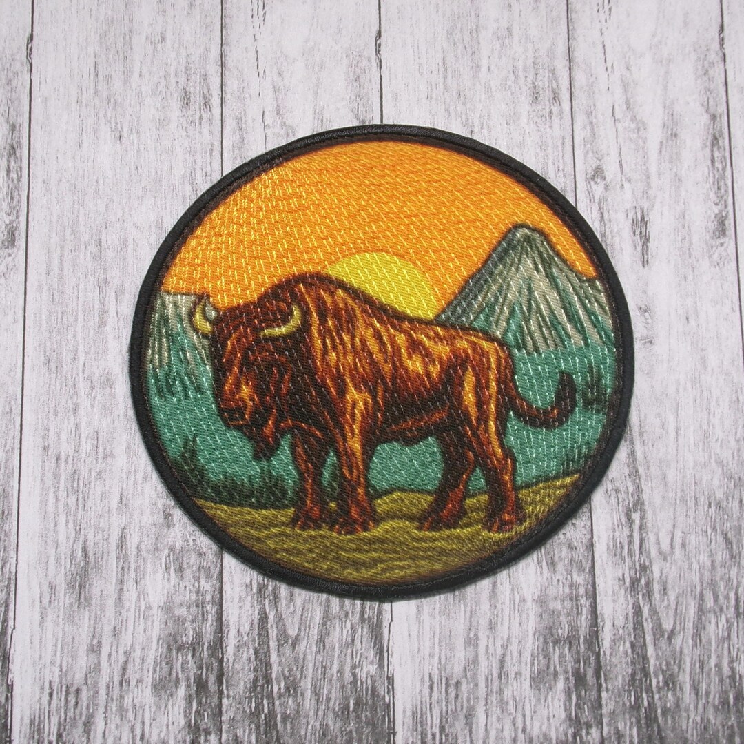American Bison Patch Iron-on Applique for Jacket, Backpack, Clothing ...