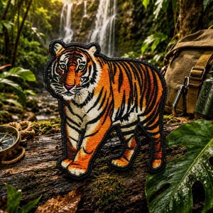 Roaring Tiger Patch/Iron-on Patch/Wild Animal Badge/Wildlife Nature Gift/Big Cats/Sew-On Applique for Clothing Vest/Jacket Backpack Gear