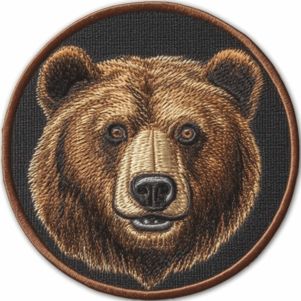 Brown Bear Patch Iron-on/Sew-on Applique for Vest Jacket Clothing Backpack, Decorative Badge, Nature Souvenir, Wild Animal, Mountain, Forest