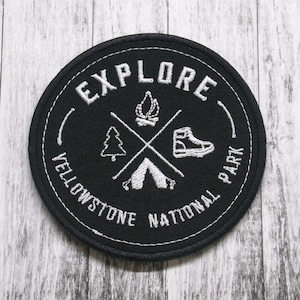Yellowstone Park Patch/3.5&quot; Iron-On Embroidered Applique for Jacket & Clothing/Backpacks/Nature Badge/Hiking Patch/Mountain Patch/Souvenir