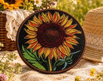 Sunflower Patch/Iron-on Patch/Flower Bloom/Nature & Gardening/Decorative DIY Crafts/Birds Insects/Sew-on Applique for Clothing Vest Backpack