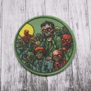 Infected Zombie Patch Iron-on Applique for Jacket, Clothing, Backpack, Tote Bag, Vest, scary undead face, horror fan patch, zombie costume